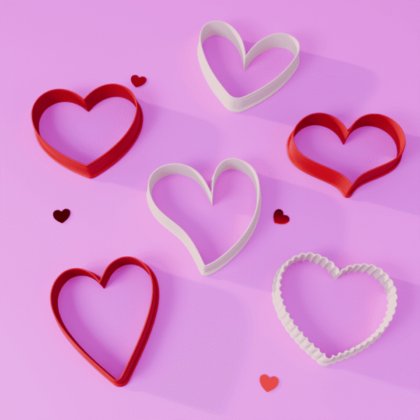Set 6 cortadores de galletas de corazón